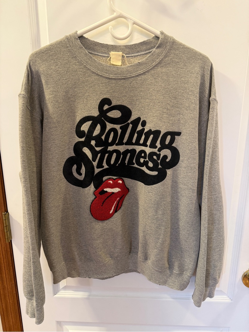 Madeworn Vintage Like & Distressed Classic Rolling Stones Ladies Gray Sweatshirt